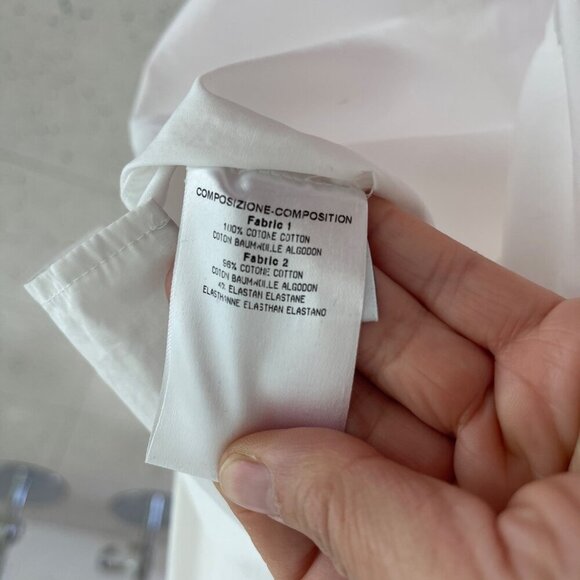 Balenciaga Paris Womens Shirt Size 8 White Button Down Vinyl Trim Pure Cotton - Picture 8 of 9